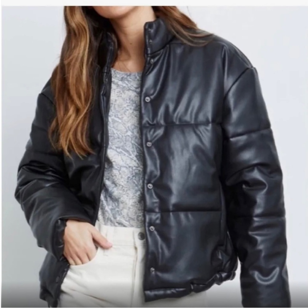 Rails Otto black vegan  leather puffer jacket, NEW with tags!